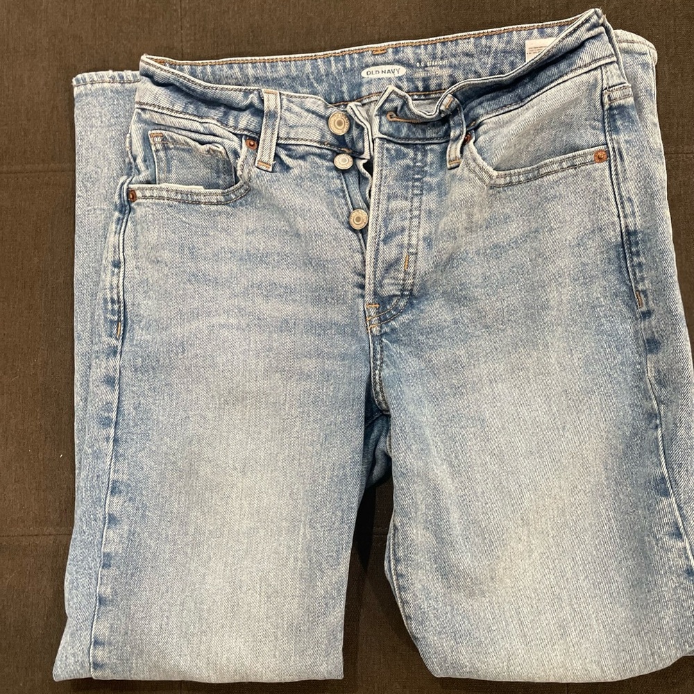 Old Navy button up distressed size 0 high rise straight leg